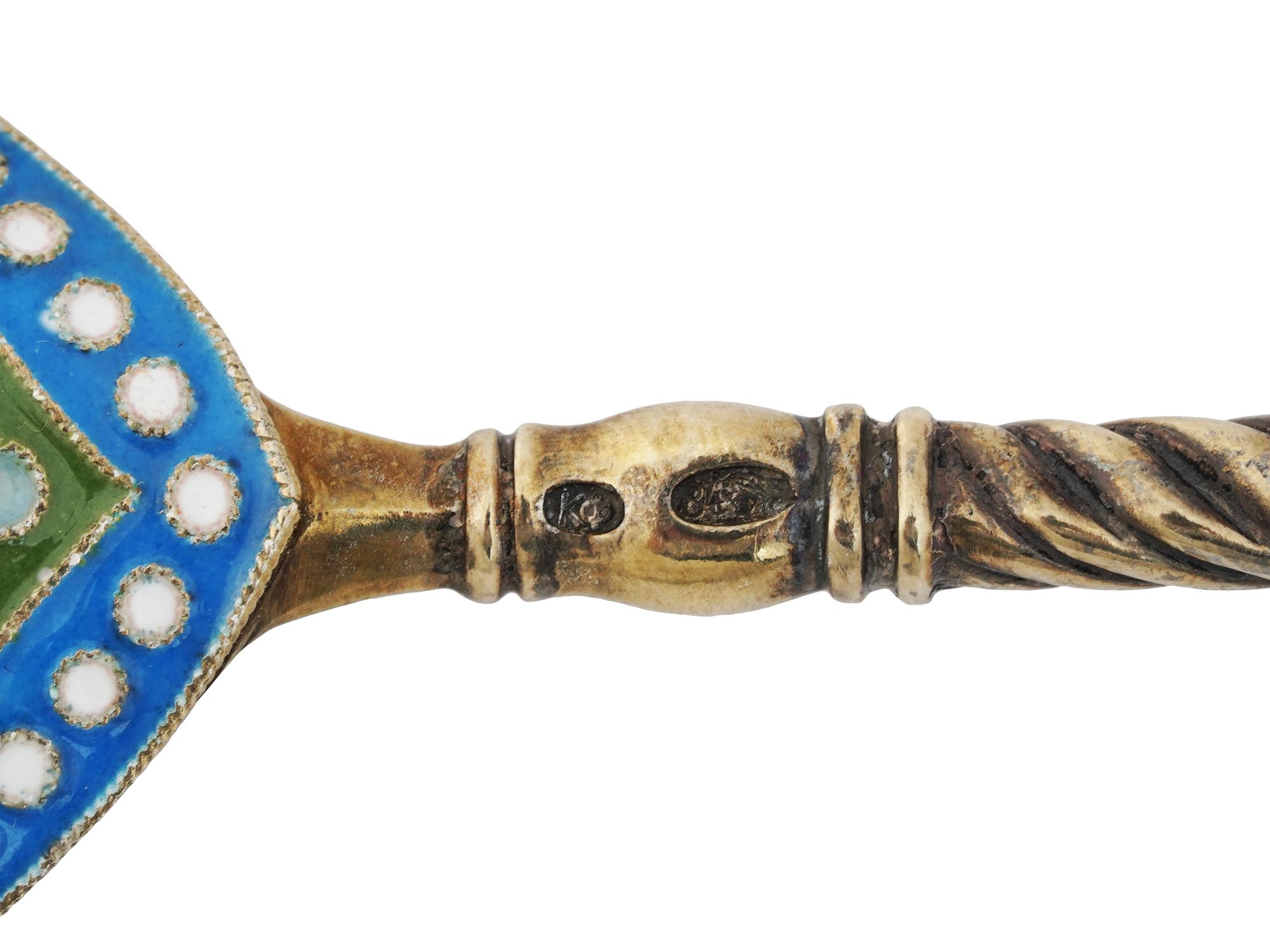 PAIR OF RUSSIAN SILVER AND CLOISONNE ENAMEL SPOON PIC-2